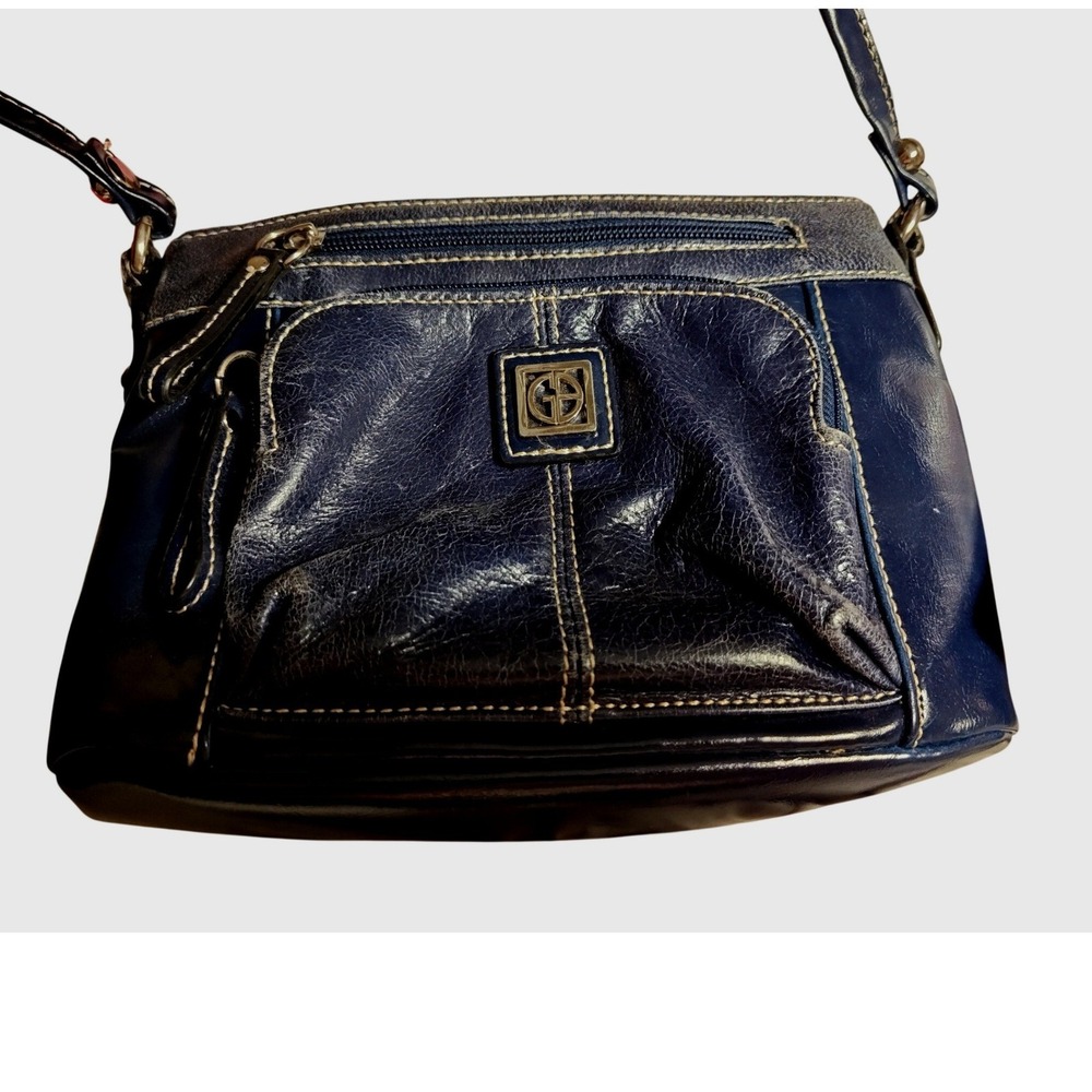 Crossbody Bag Navy Blue Giani Bernini Genuine Leather Multi Pocket Small Handbag